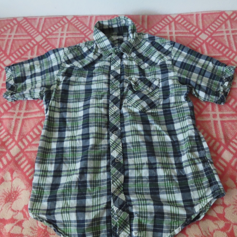 Engineered Garments Check plaid Western Shirt Pearl Snap Button Up Made In USA